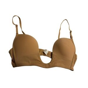 Tan Deep U Plunge Underwire Padded Bra Style 7018 Size 38B